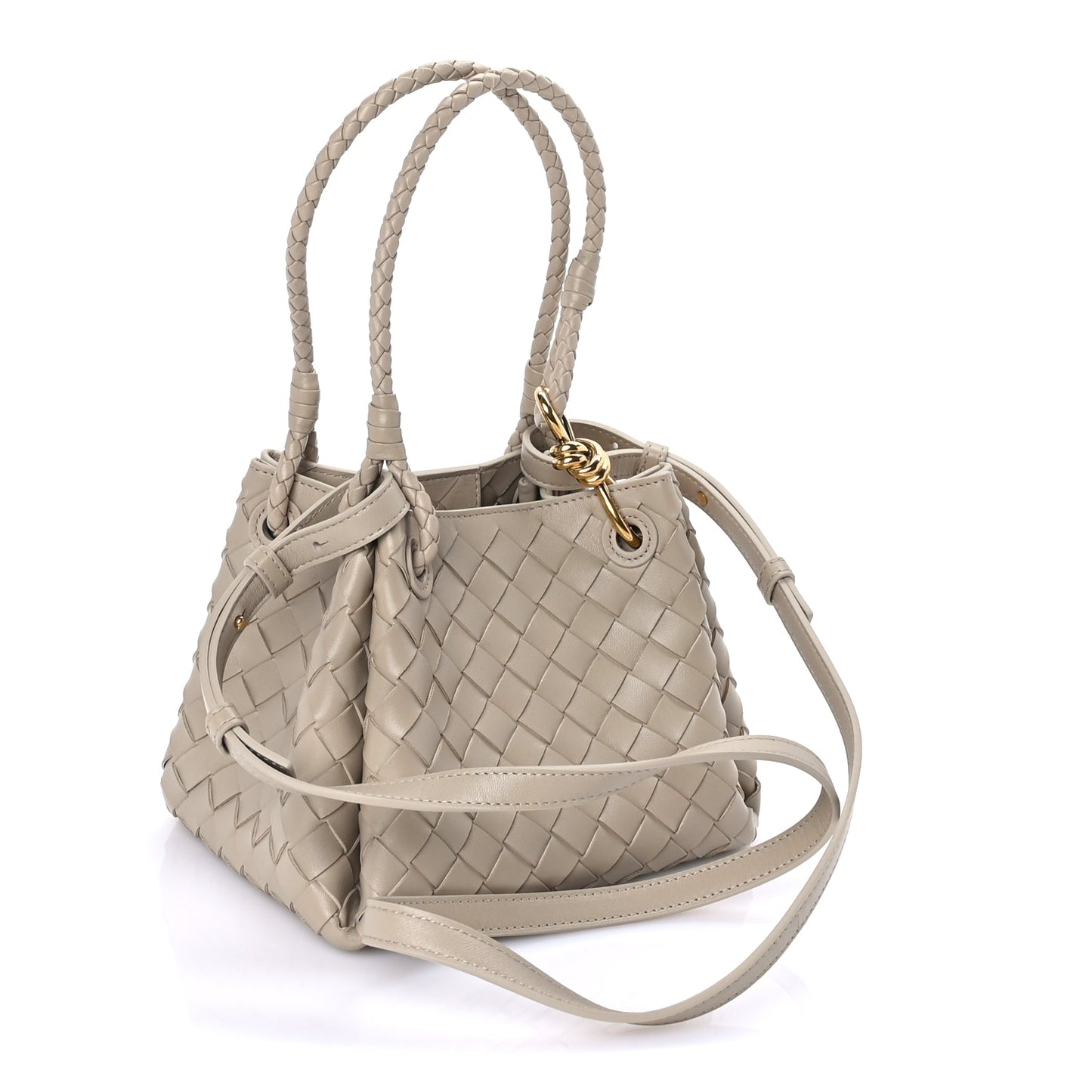 Bottega Veneta Nappa Intrecciato Mini Parachute Shoulder Bag Ecru