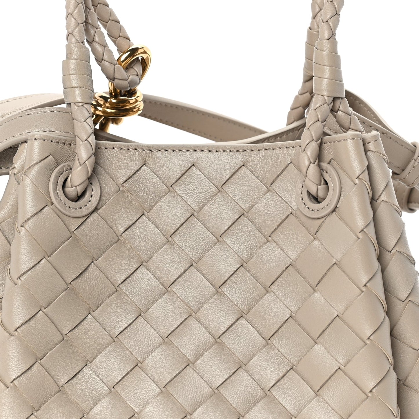 Bottega Veneta Nappa Intrecciato Mini Parachute Shoulder Bag Ecru