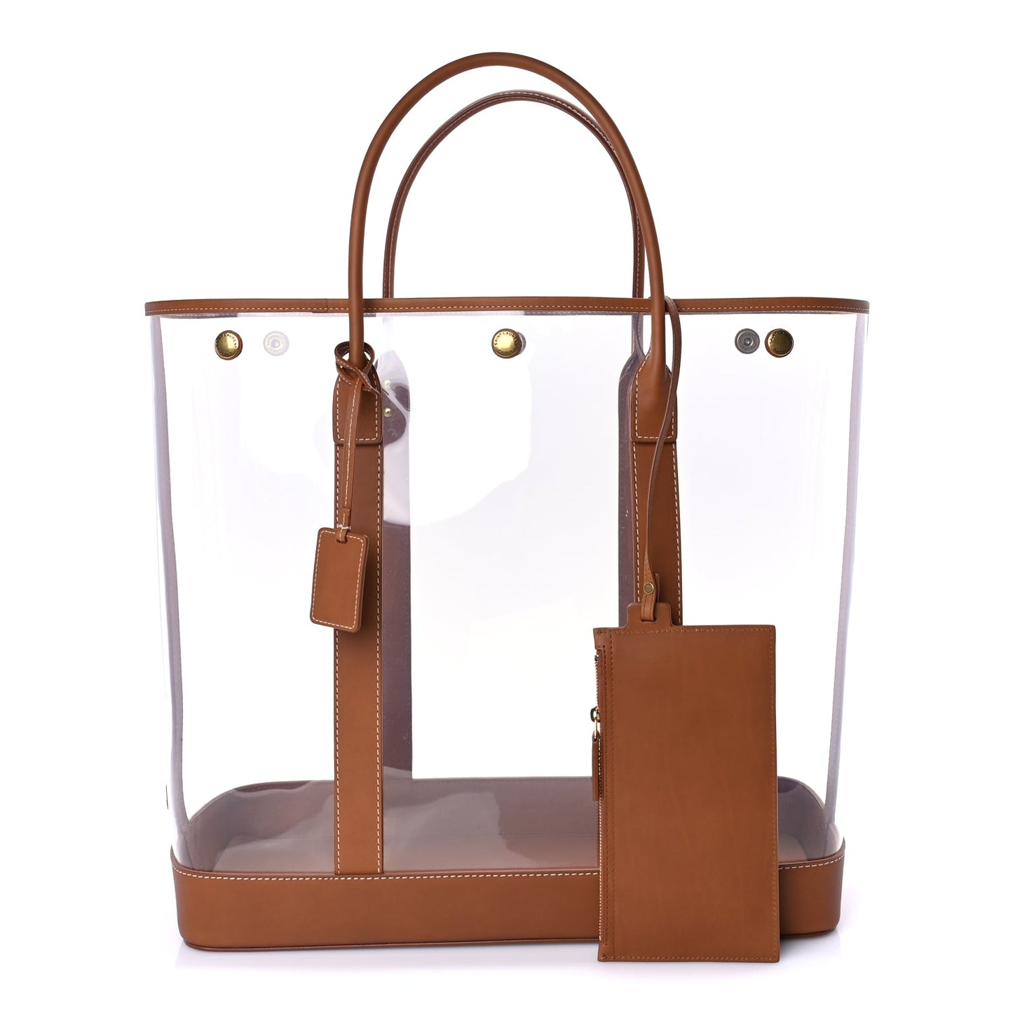 Saint Laurent Calfskin Vinyl Cabas Tote Brown
