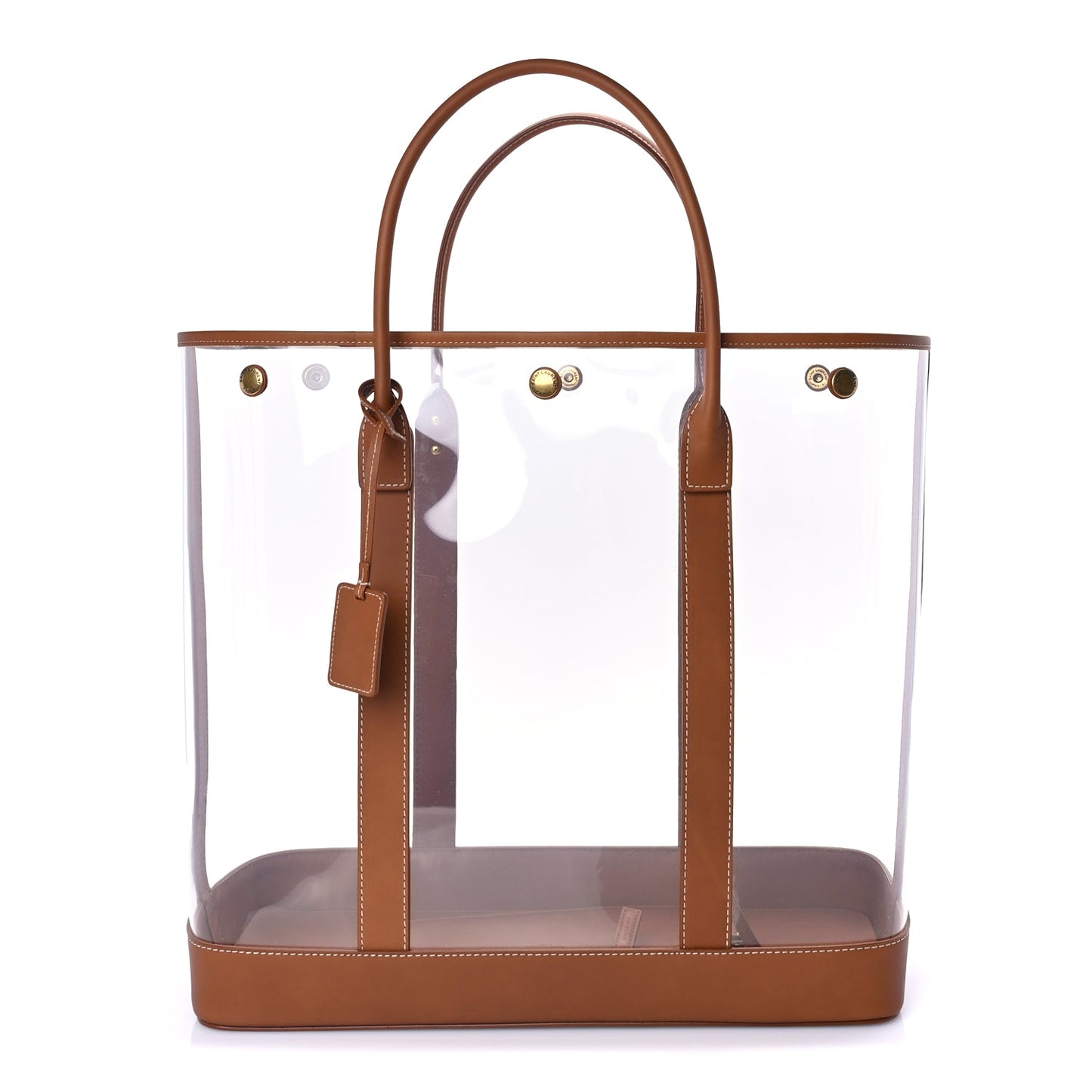 Saint Laurent Calfskin Vinyl Cabas Tote Brown