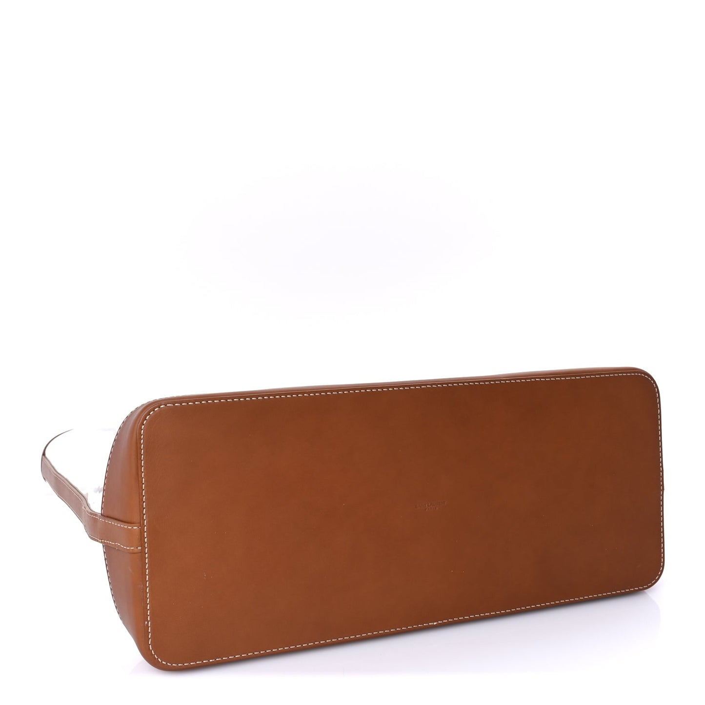 Saint Laurent Calfskin Vinyl Cabas Tote Brown