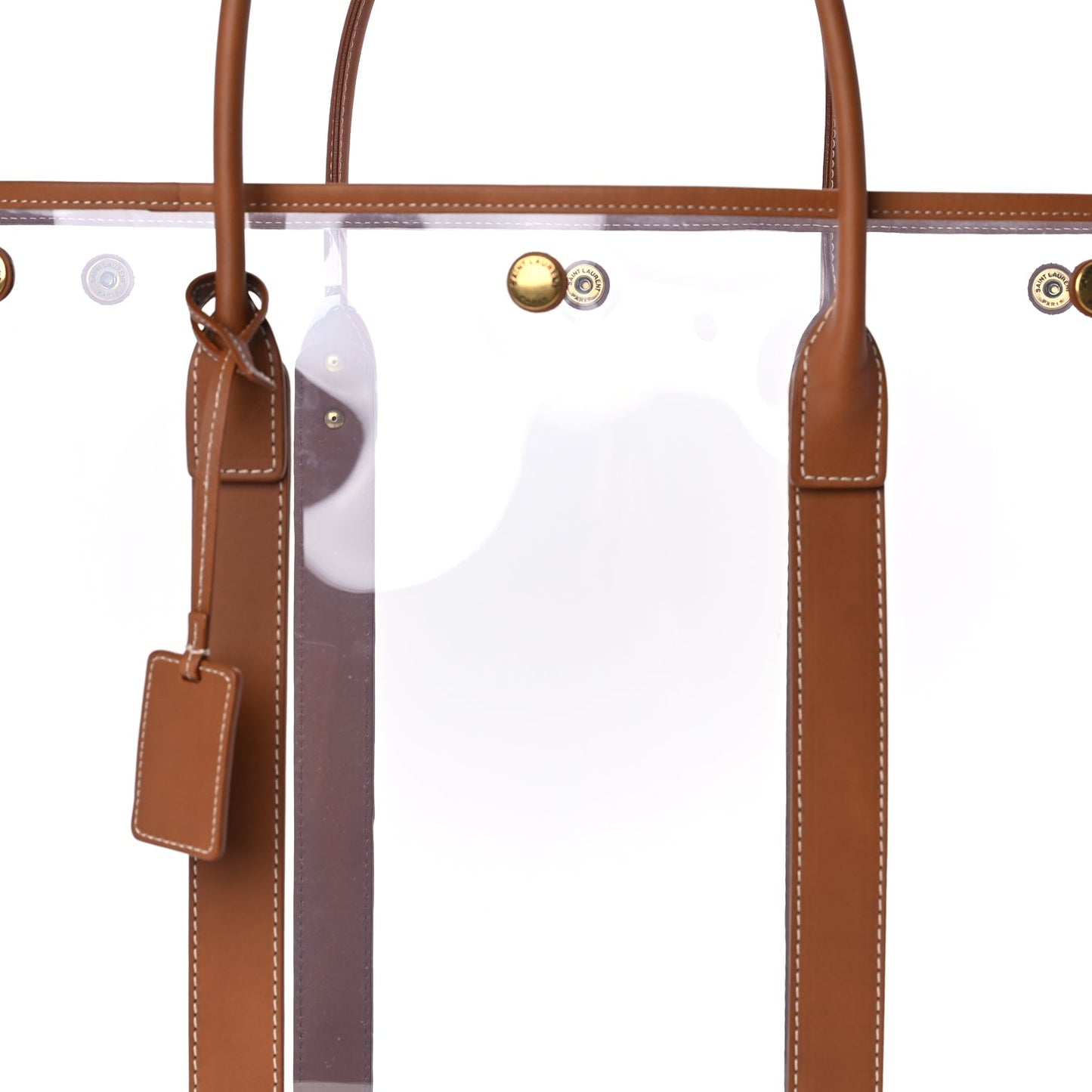 Saint Laurent Calfskin Vinyl Cabas Tote Brown