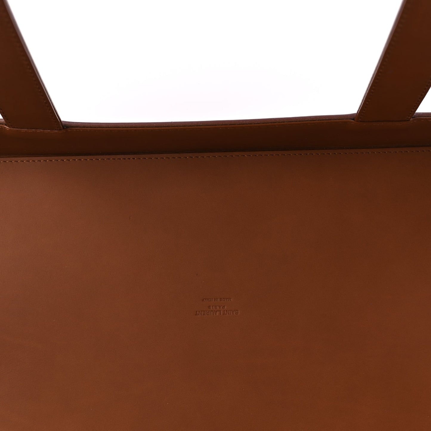 Saint Laurent Calfskin Vinyl Cabas Tote Brown