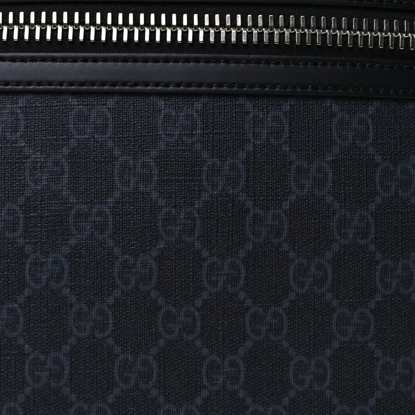 Gucci GG Supreme Monogram Appia Calfskin Web Flat Messenger Bag Black Grey