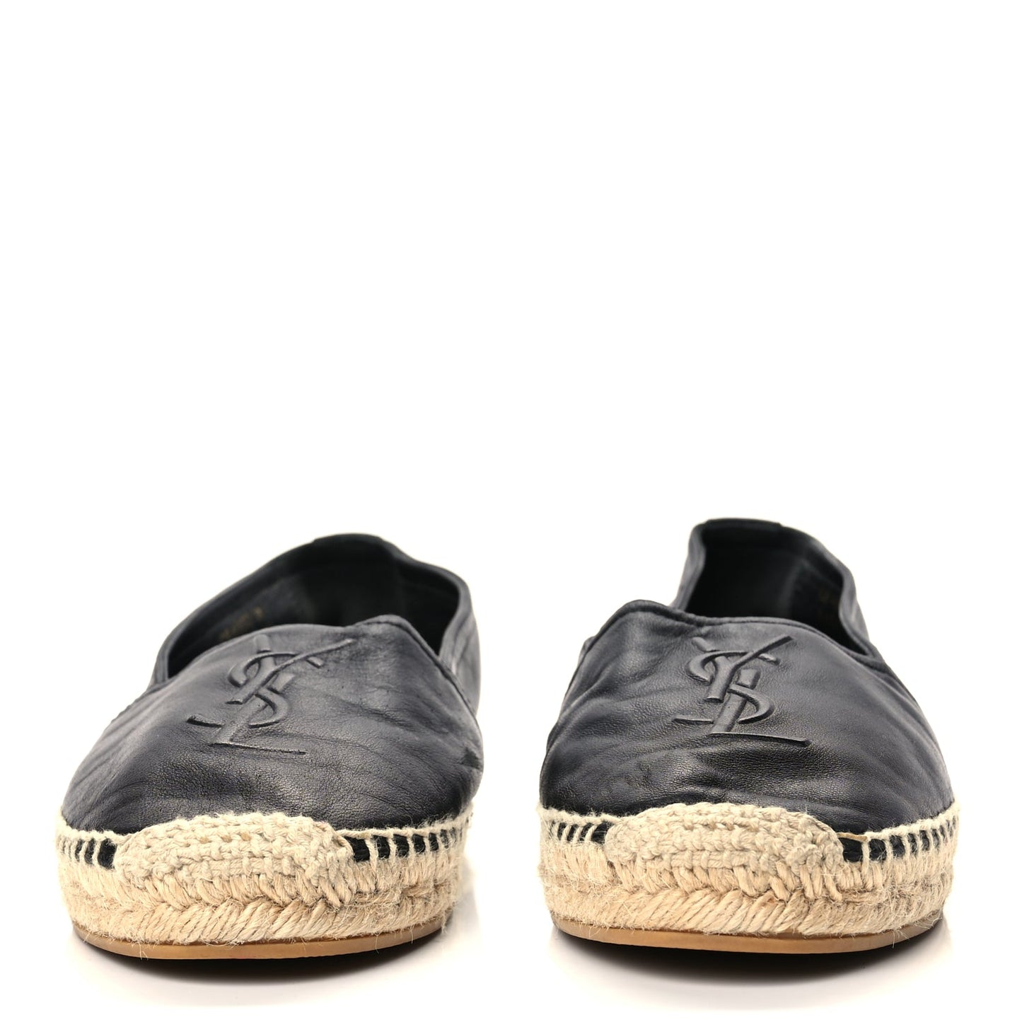 Saint Laurent Lambskin Monogram Espadrilles 38 Black