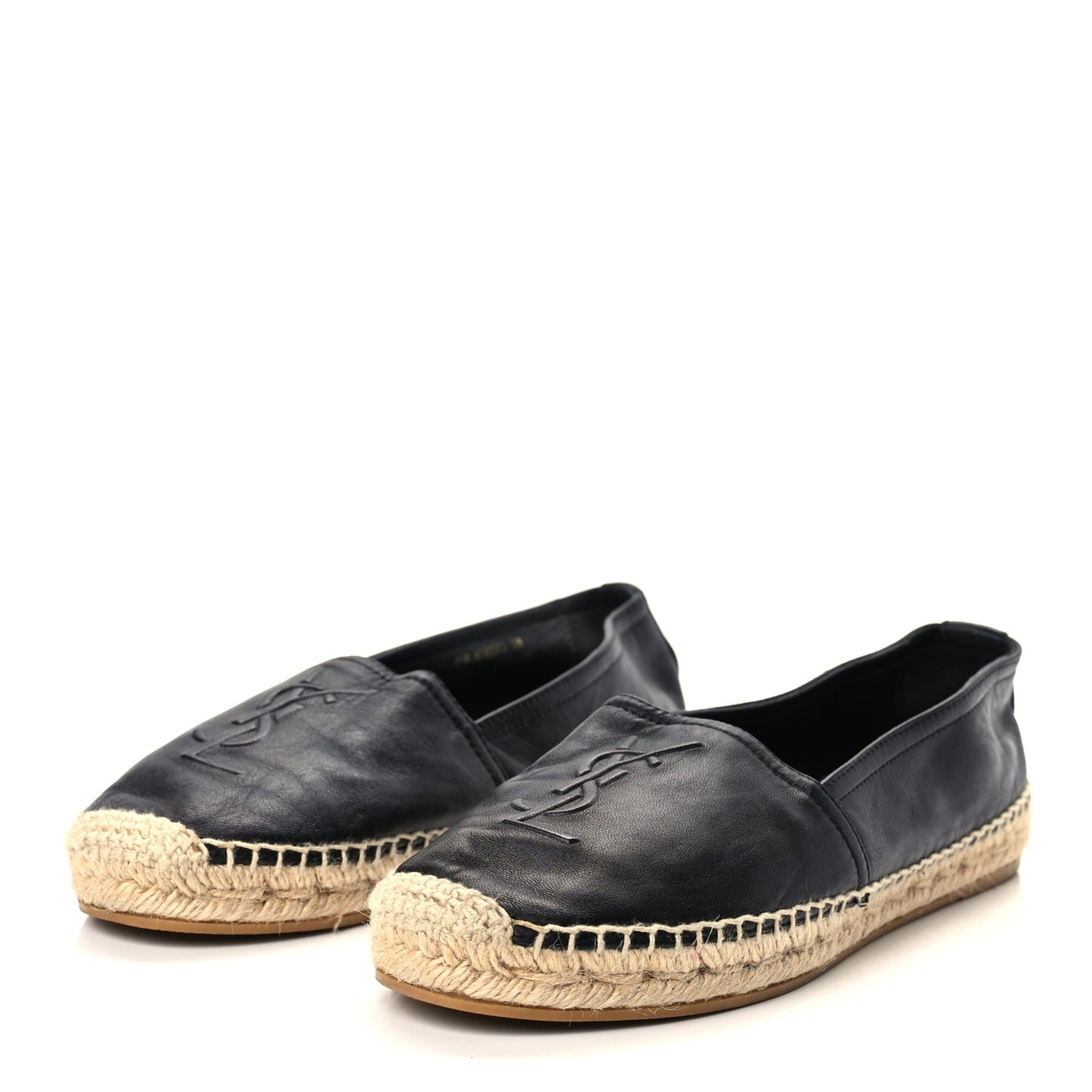Saint Laurent Lambskin Monogram Espadrilles 38 Black