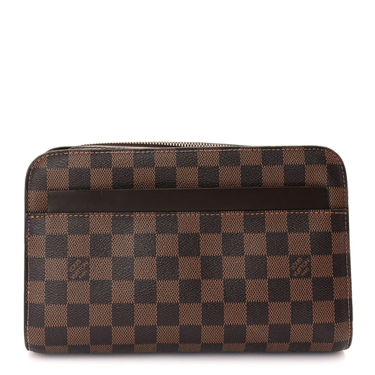 Louis Vuitton Damier Ebene Pochette Saint Louis Clutch Brown