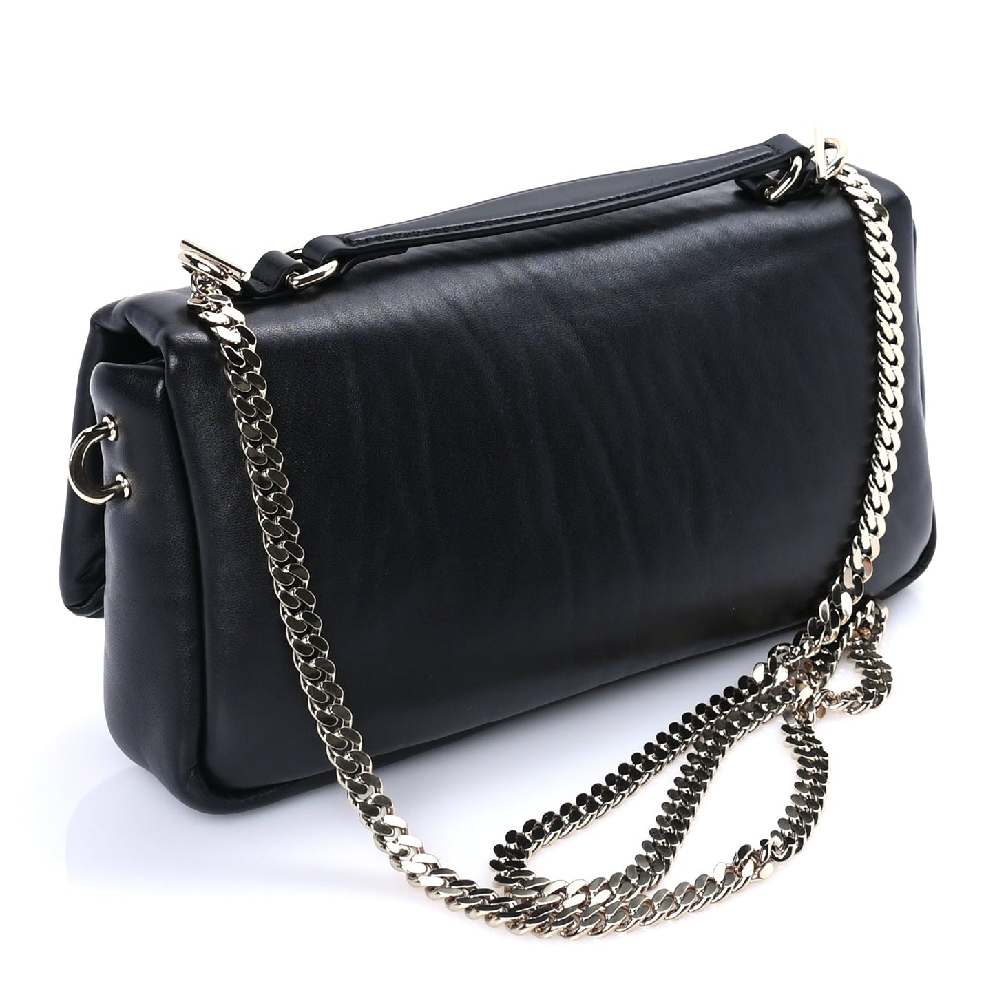 Gucci Lambskin Small GG Milano Top Handle Shoulder Bag Black