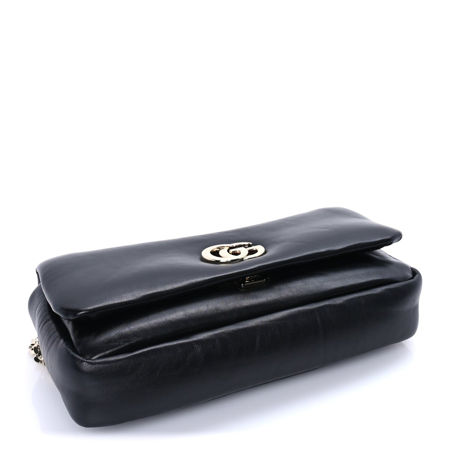 Gucci Lambskin Small GG Milano Top Handle Shoulder Bag Black