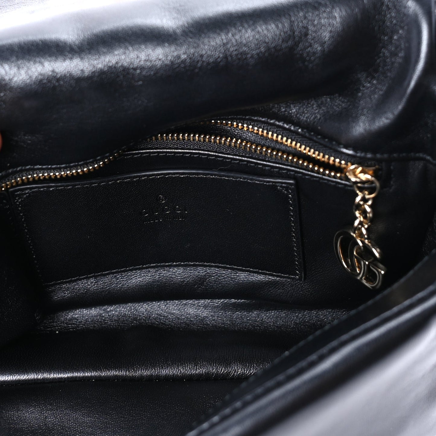 Gucci Lambskin Small GG Milano Top Handle Shoulder Bag Black