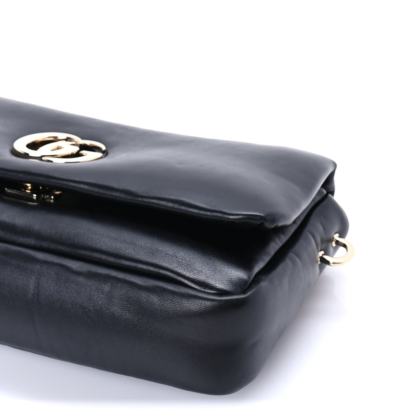 Gucci Lambskin Small GG Milano Top Handle Shoulder Bag Black