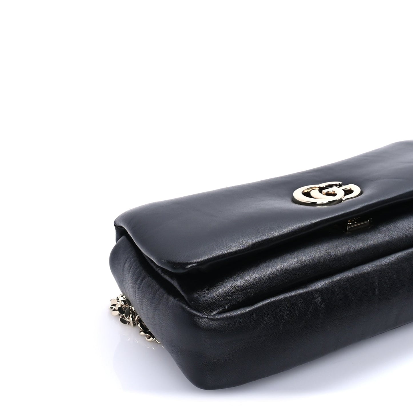 Gucci Lambskin Small GG Milano Top Handle Shoulder Bag Black