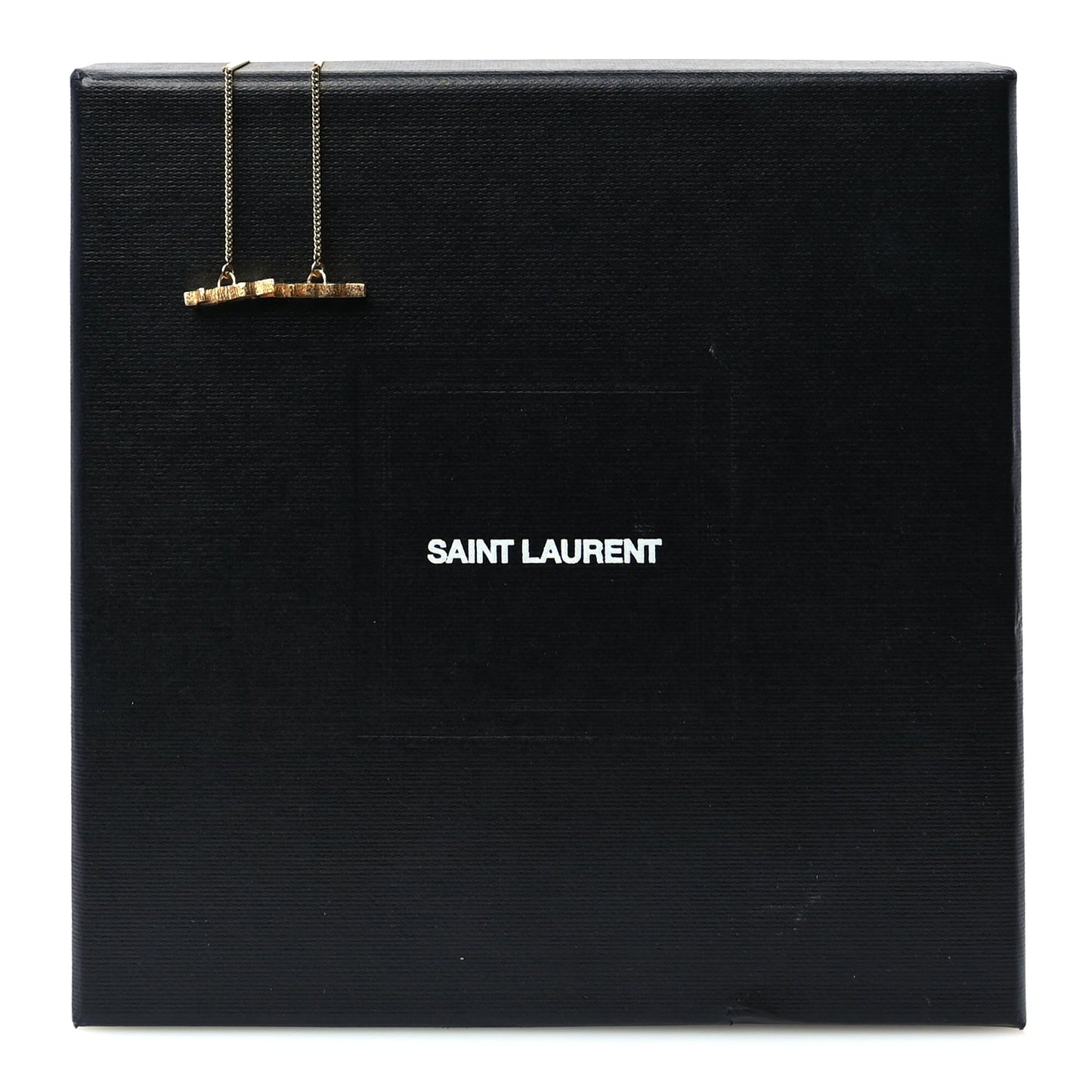 Saint Laurent Metal Monogram Pendant Threader Earrings Gold