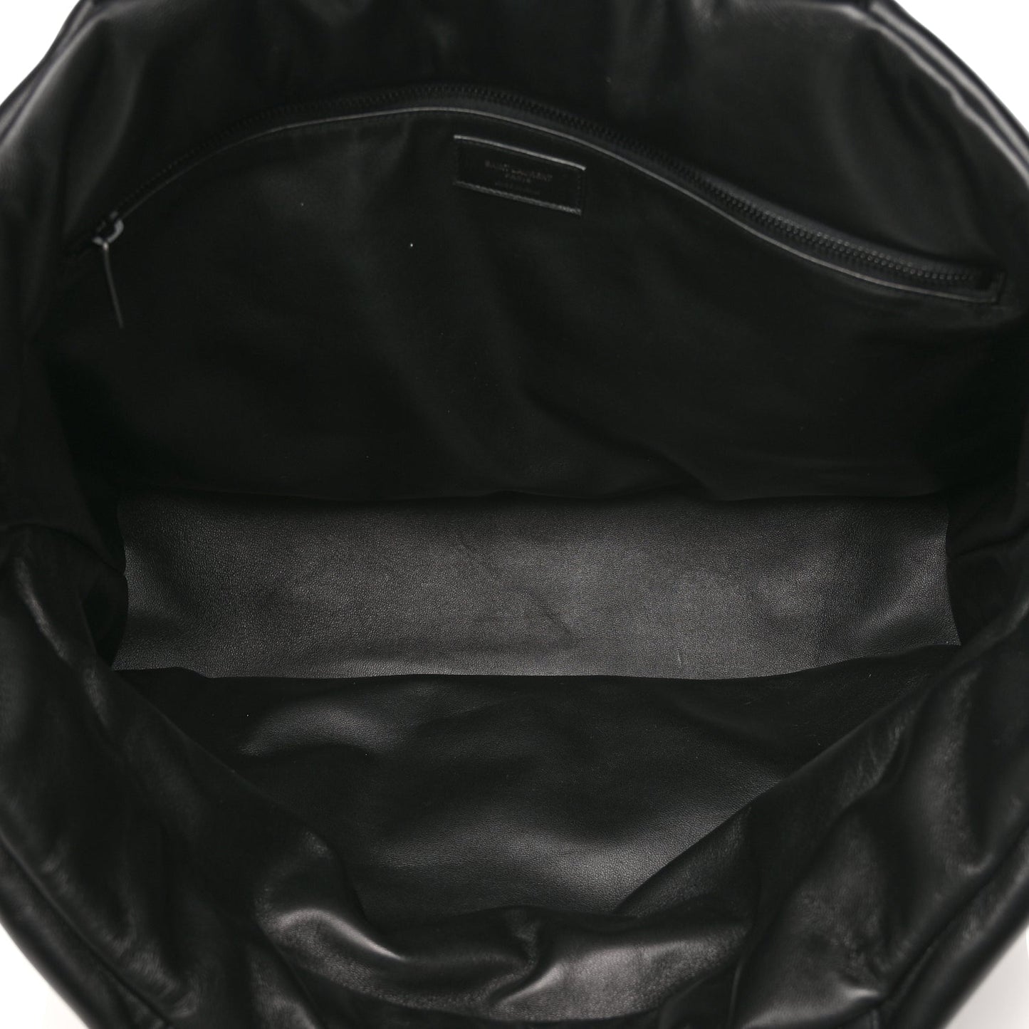 Saint Laurent Lambskin Wide Puffer Tote Black Black