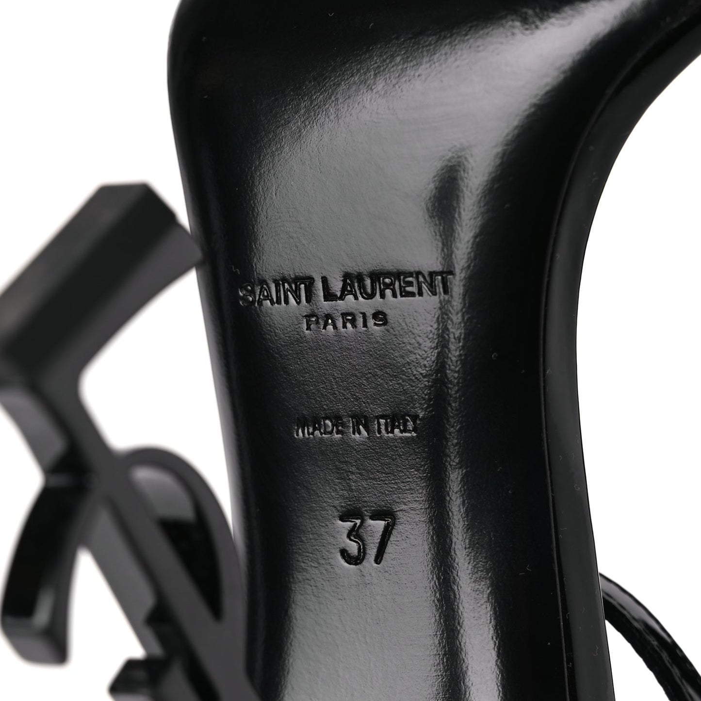Saint Laurent Patent Calfskin Opyum 110 Sandals 37 Black