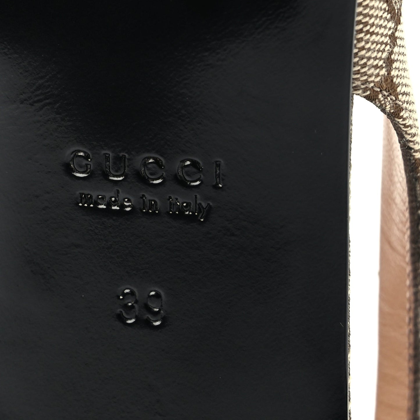 Gucci Monogram Horsebit Womens Slingback Ballet Flat 39  Beige Ebony Cocoa