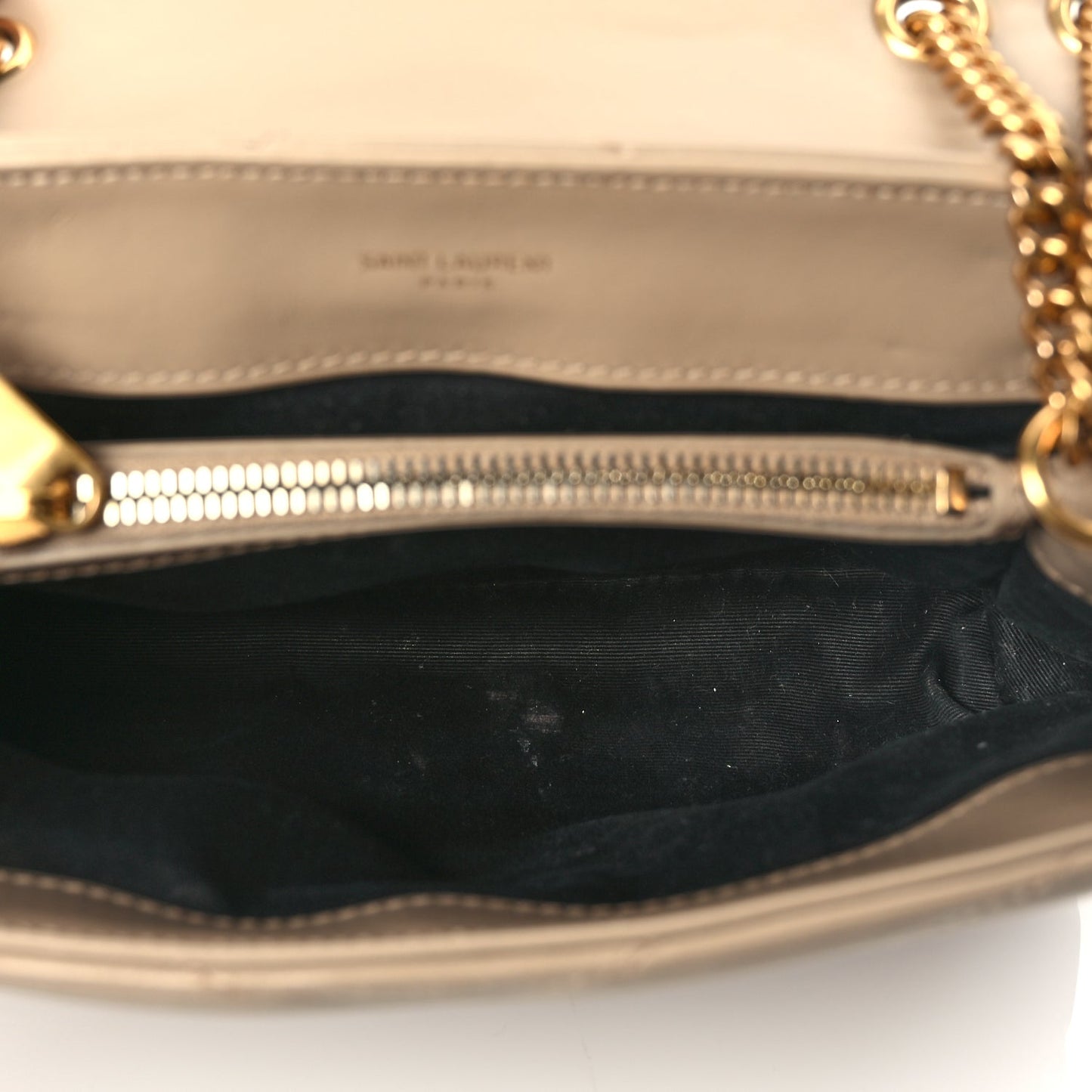 Saint Laurent Calfskin Y Quilted Monogram Small Loulou Chain Satchel Dark Beige