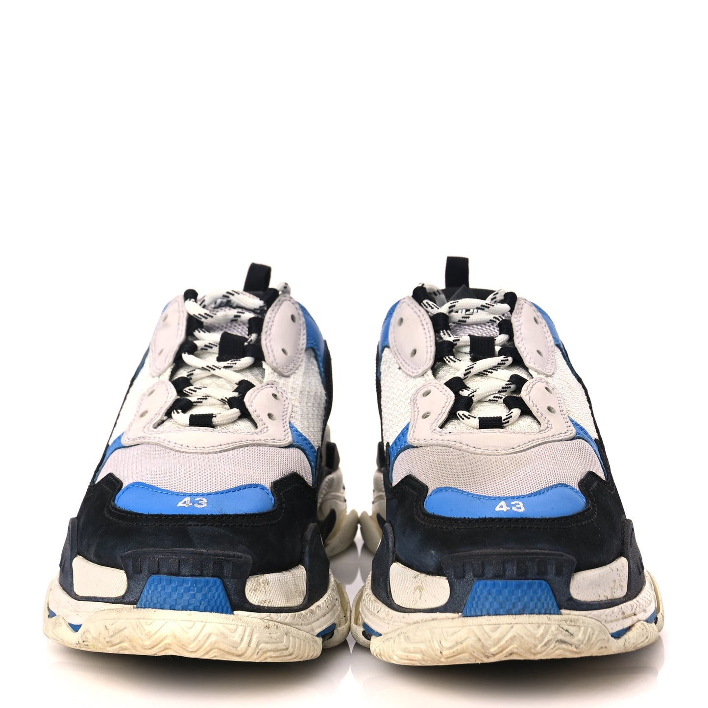Balenciaga Fabric Mesh Mens Triple S Sneakers 43 Black Blue White