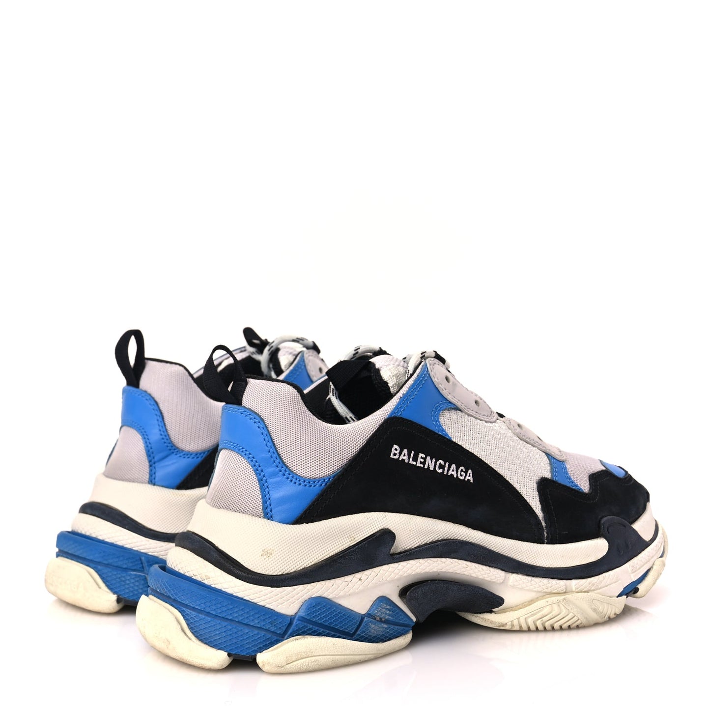 Balenciaga Fabric Mesh Mens Triple S Sneakers 43 Black Blue White