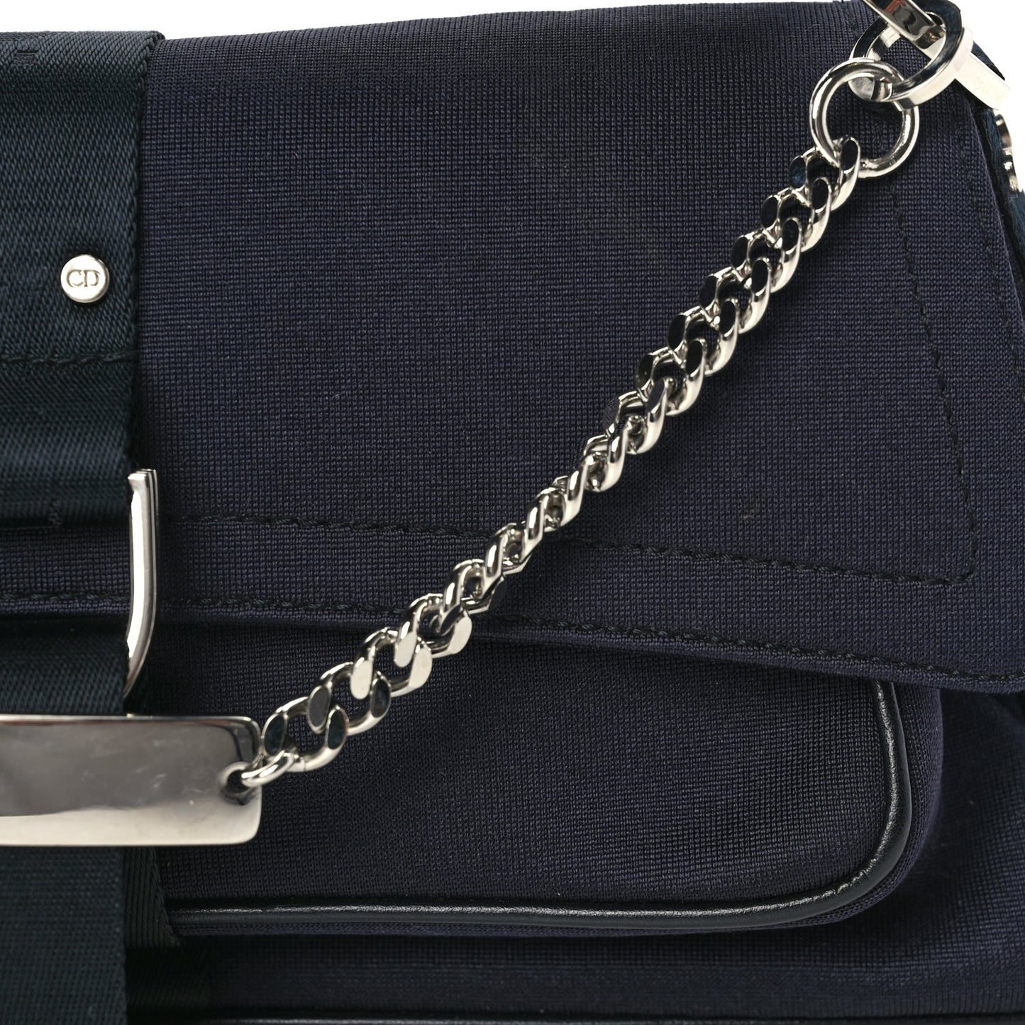 Christian Dior Silk Jersey Crystal Hardcore Bag Navy