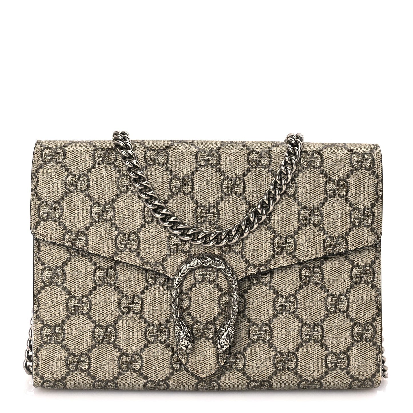 Gucci GG Supreme Monogram Mini Dionysus Chain Wallet Beige Taupe