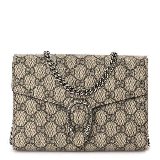 Gucci GG Supreme Monogram Mini Dionysus Chain Wallet Beige Taupe