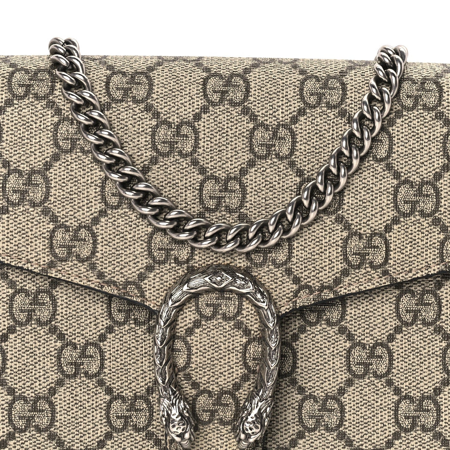 Gucci GG Supreme Monogram Mini Dionysus Chain Wallet Beige Taupe