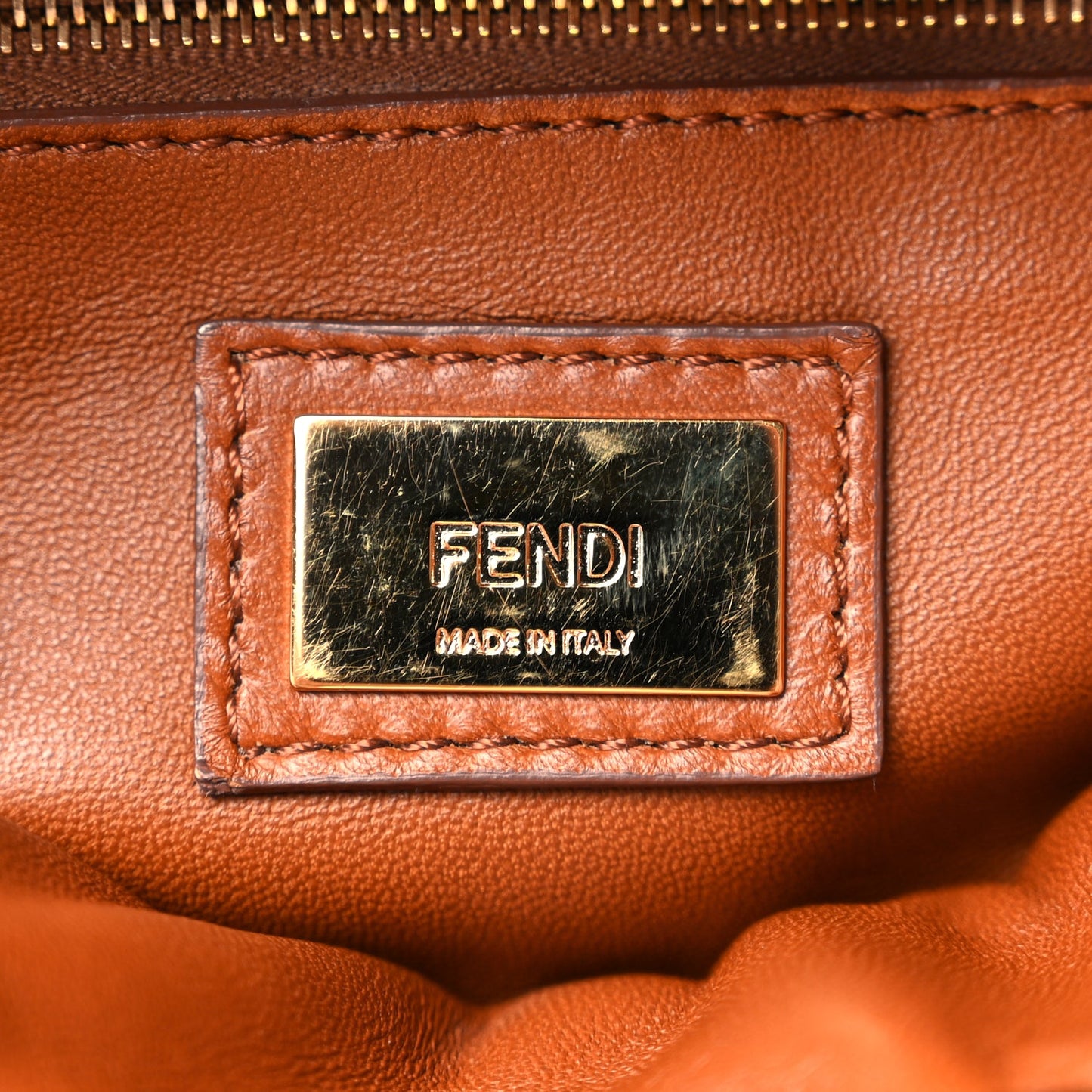 Fendi Nappa Mini Peekaboo Iconic Satchel Corteccia