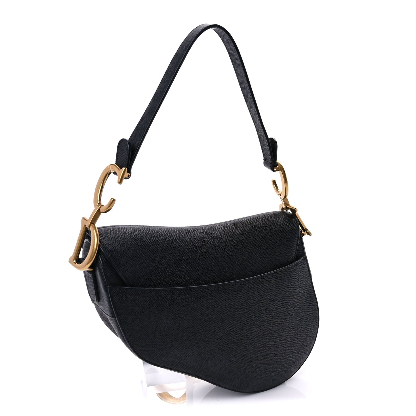 Christian Dior Grained Calfskin Saddle Bag  Black