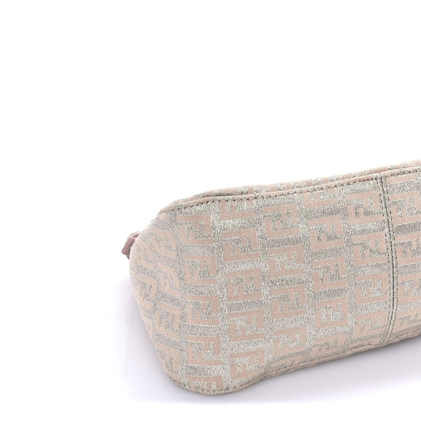 Fendi Metallic Jacquard Zucchino Suede Mini Mama Baguette  Cipria Argento Grigio