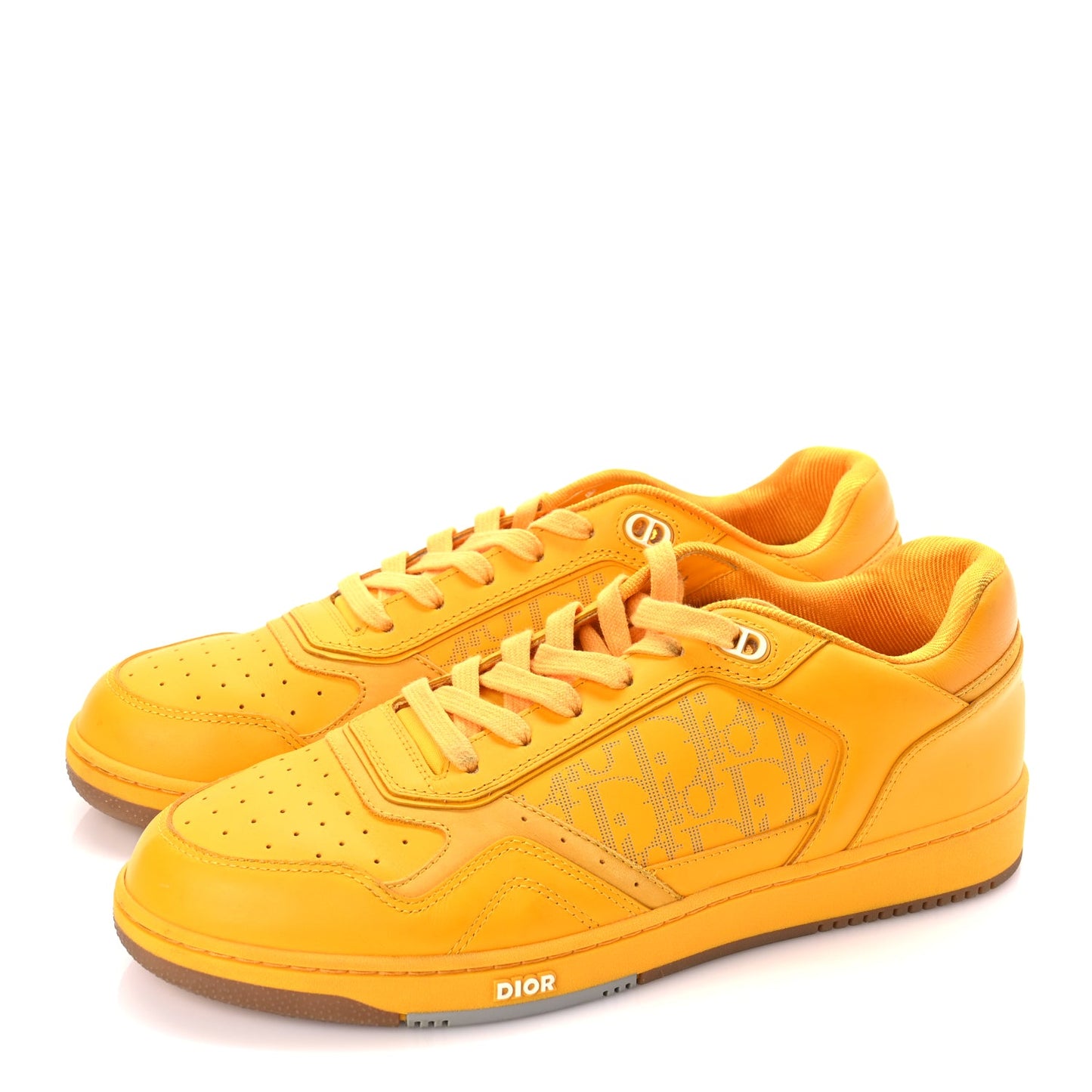 Christian Dior Smooth Calfskin Oblique Galaxy Mens B27 Low Top Sneakers 45 Yellow