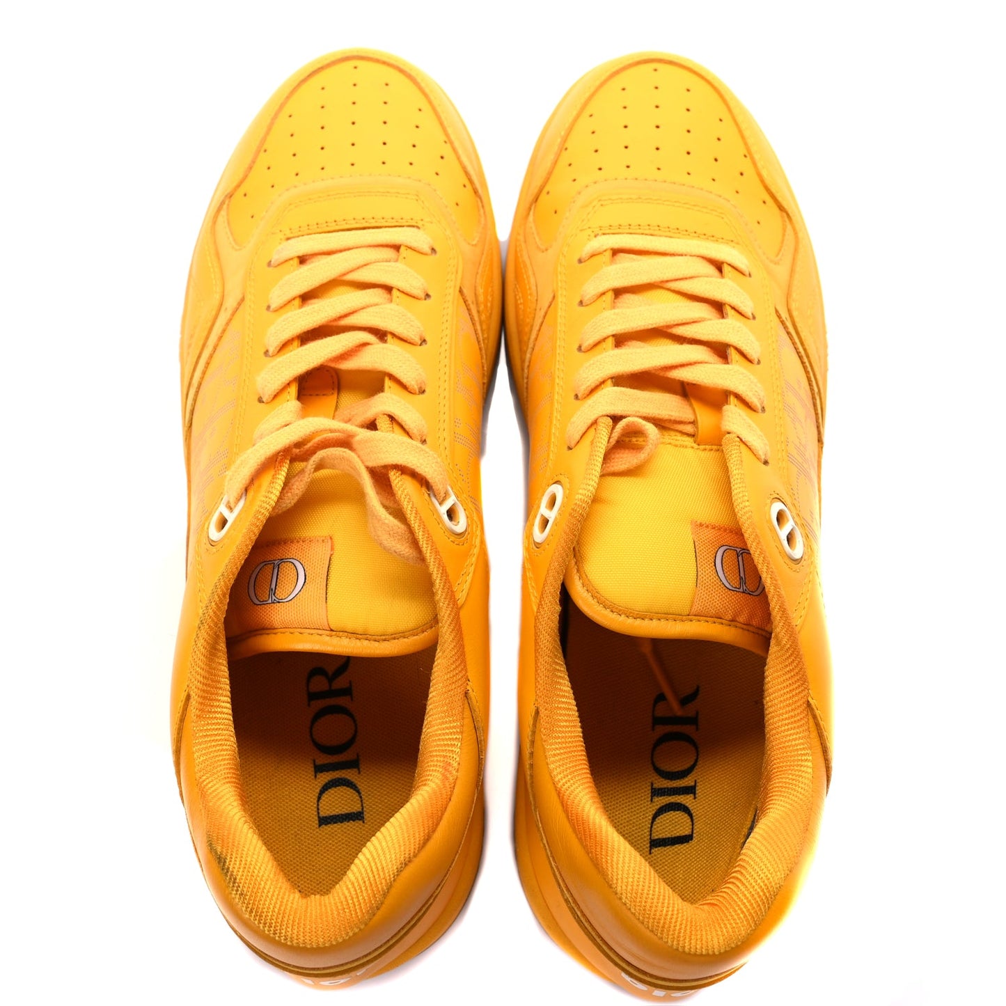 Christian Dior Smooth Calfskin Oblique Galaxy Mens B27 Low Top Sneakers 45 Yellow