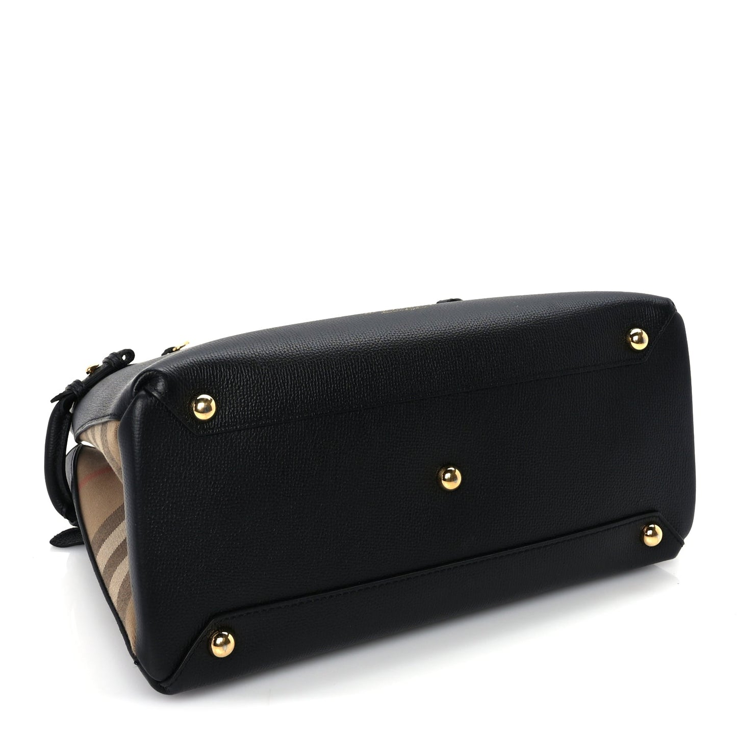 Burberry Grainy Calfskin House Check Medium Banner Tote Black