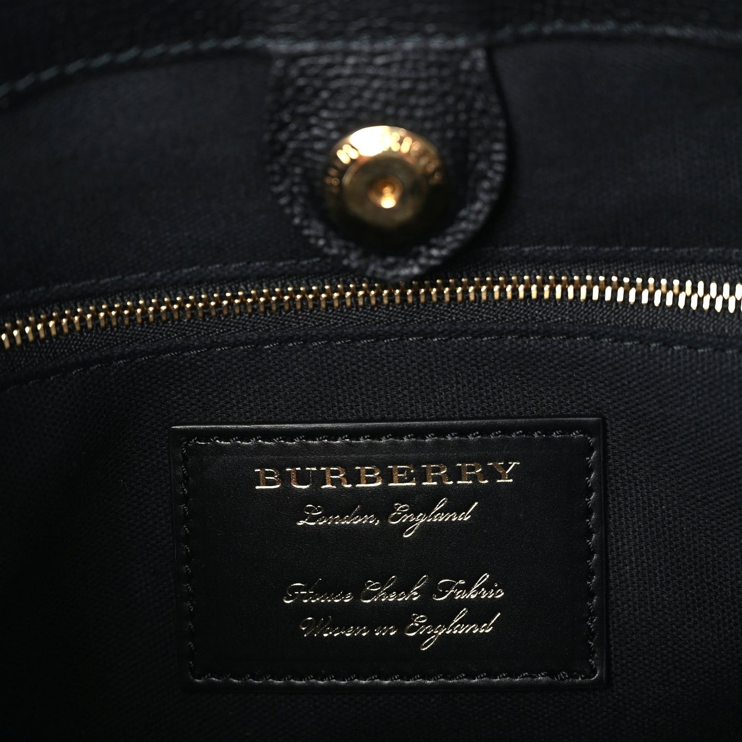 Burberry Grainy Calfskin House Check Medium Banner Tote Black