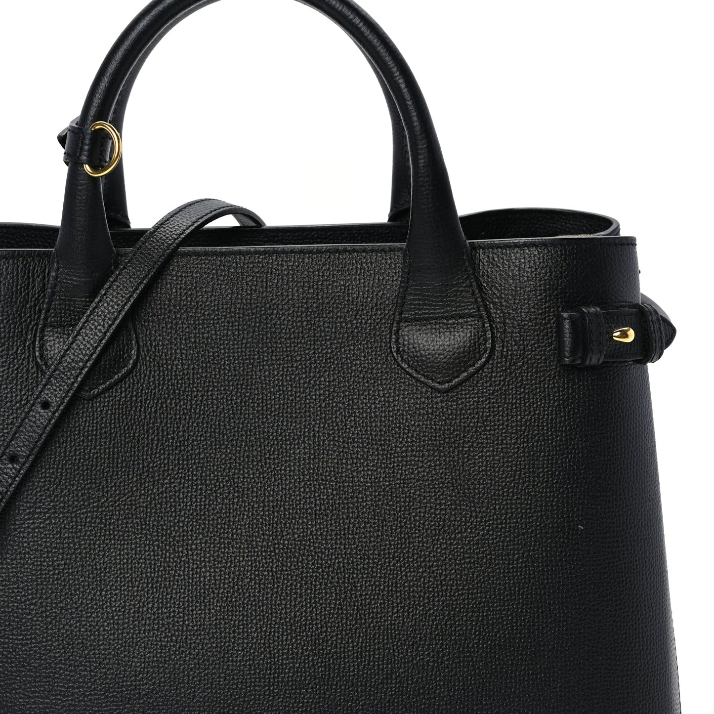 Burberry Grainy Calfskin House Check Medium Banner Tote Black