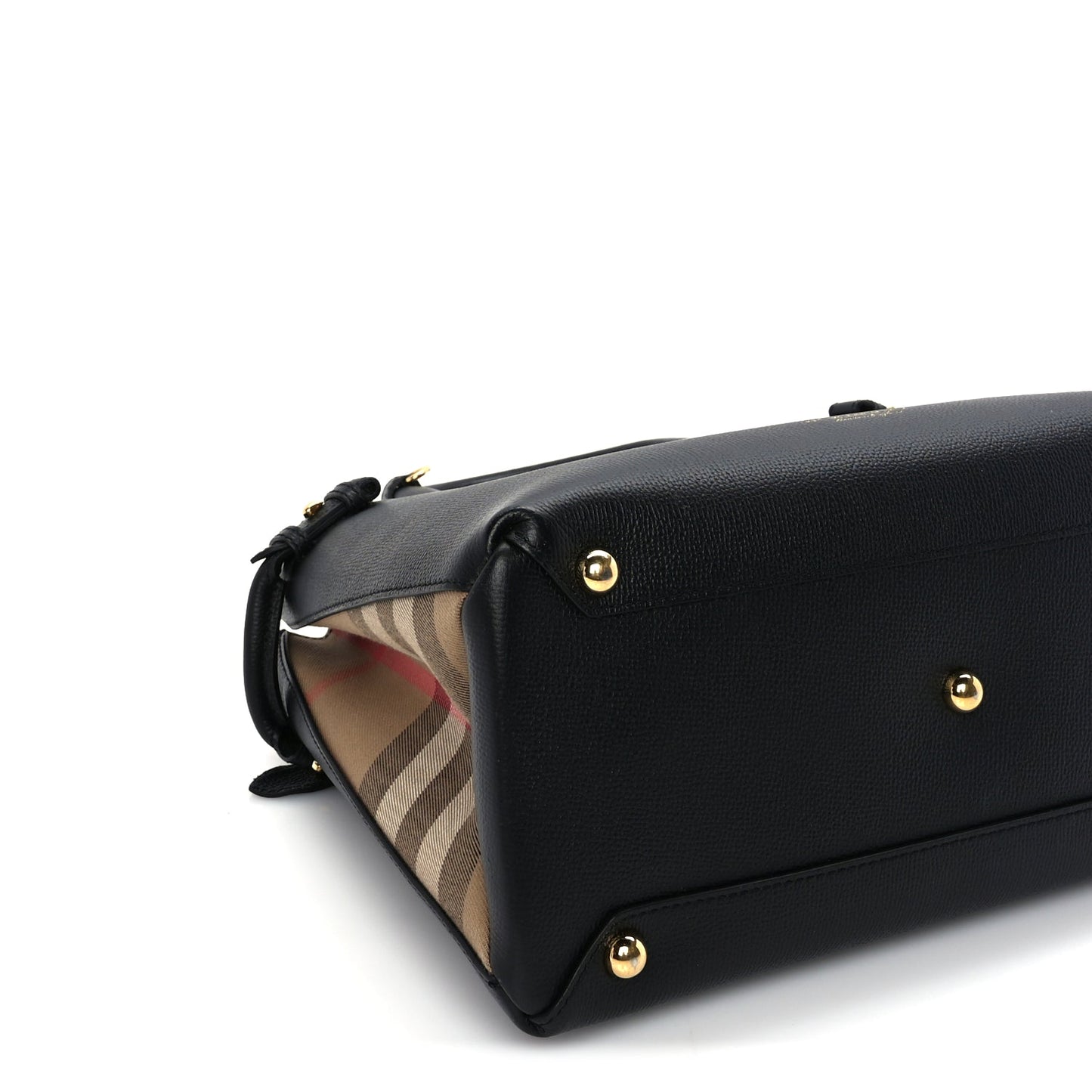 Burberry Grainy Calfskin House Check Medium Banner Tote Black