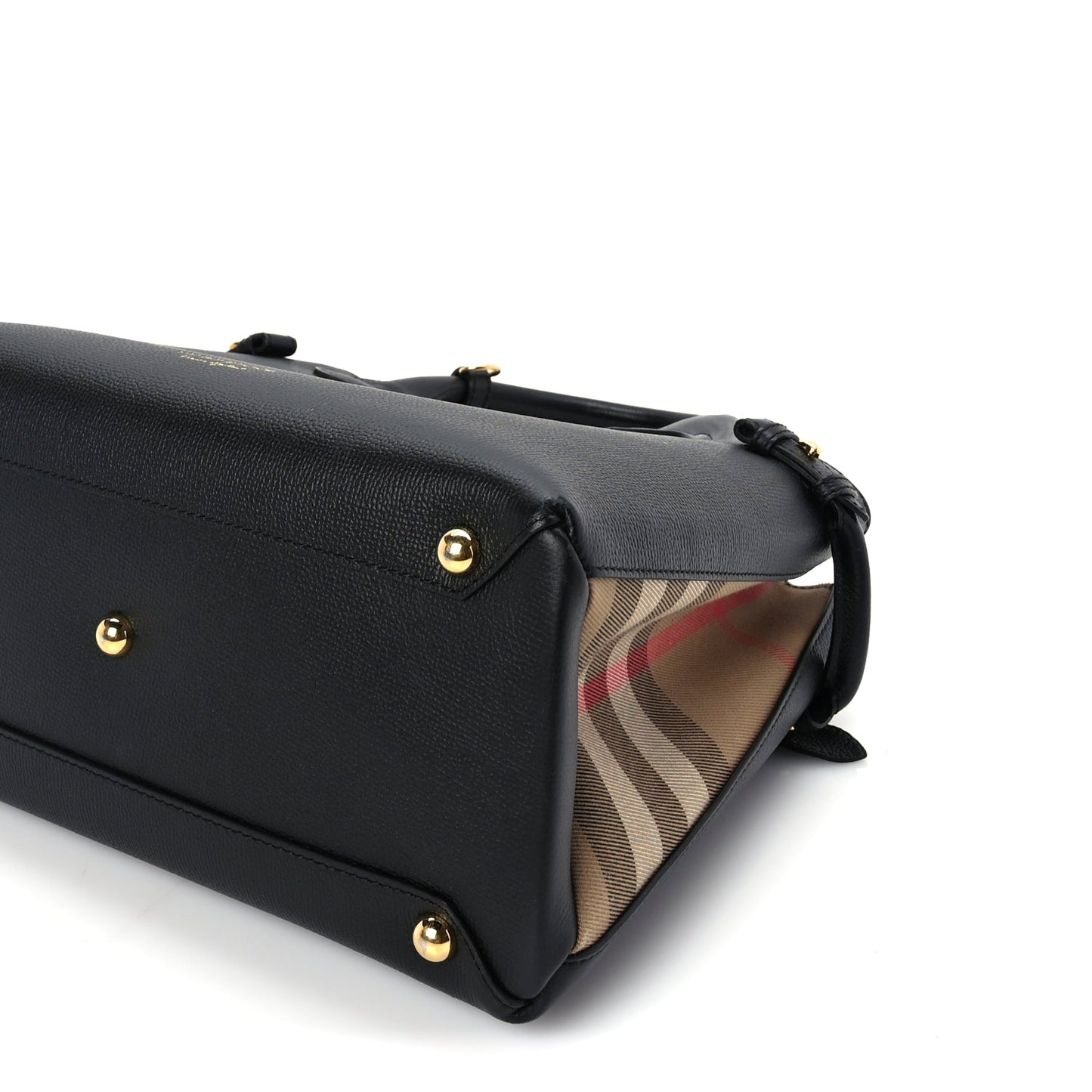 Burberry Grainy Calfskin House Check Medium Banner Tote Black