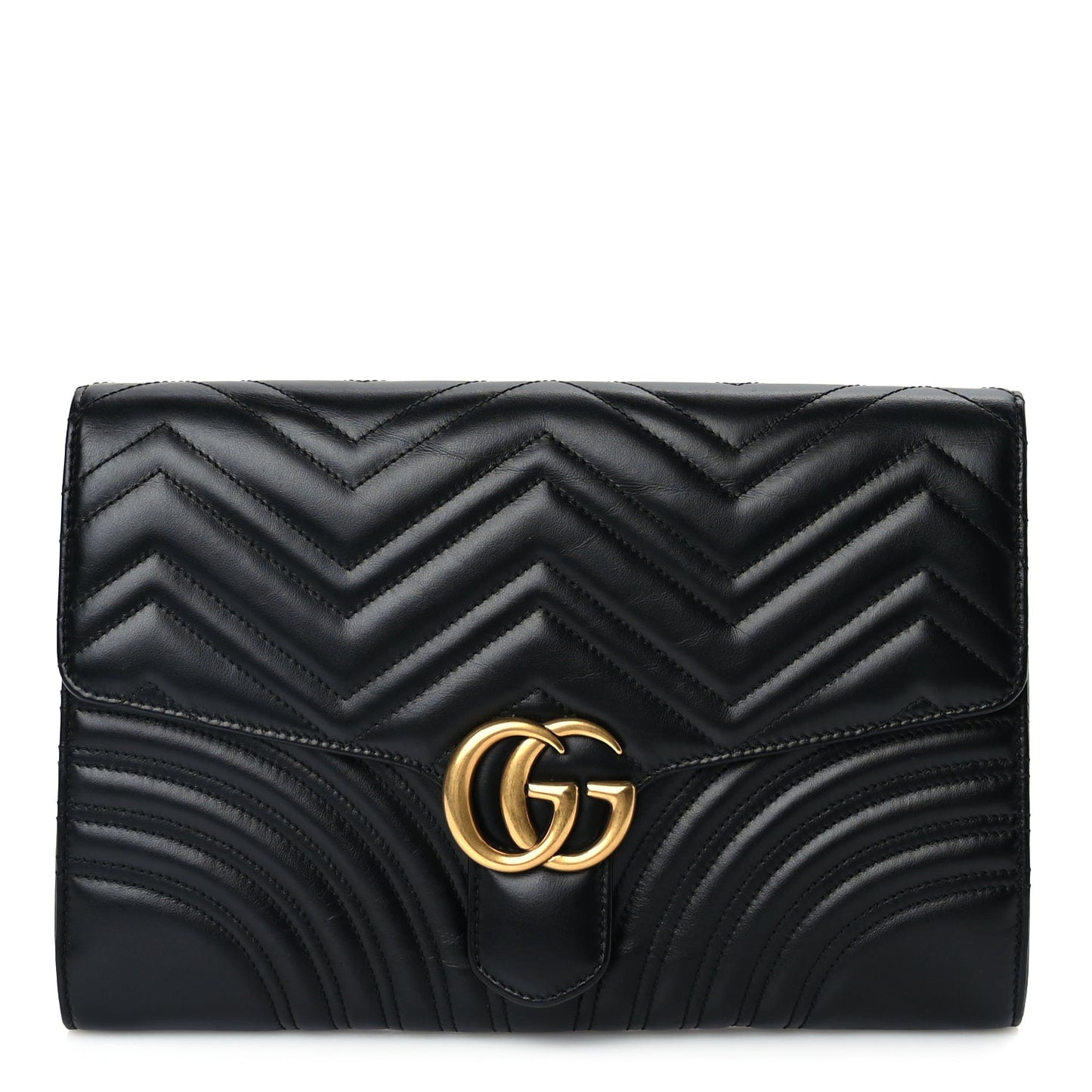 Gucci Calfskin Matelasse GG Marmont Clutch Black