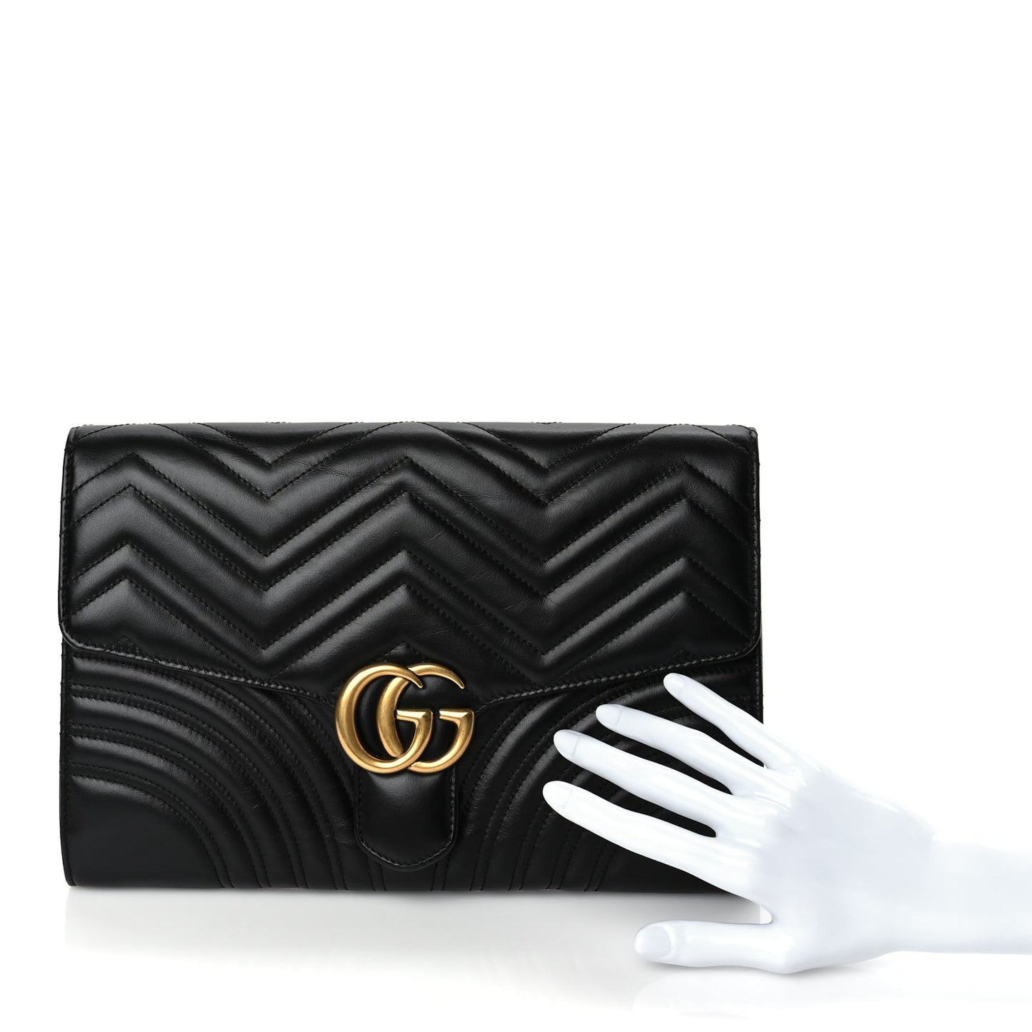 Gucci Calfskin Matelasse GG Marmont Clutch Black