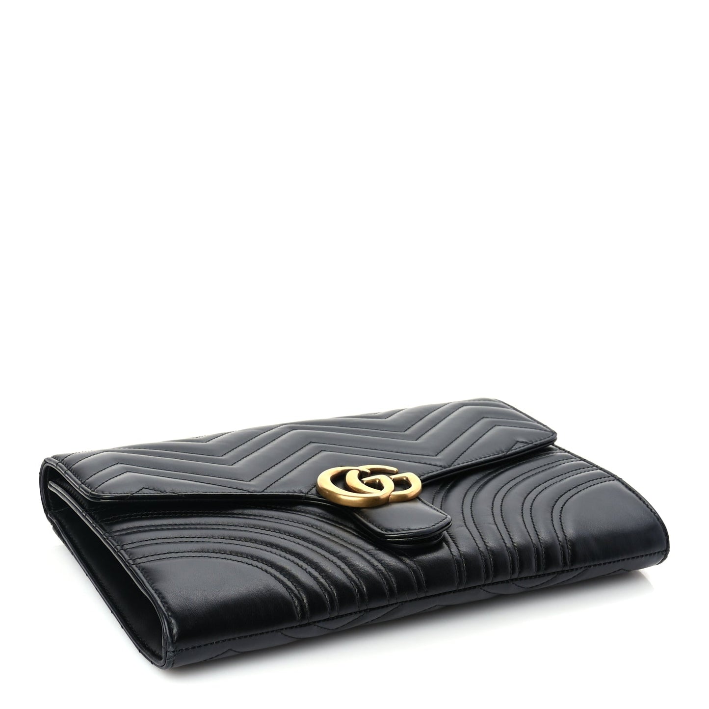 Gucci Calfskin Matelasse GG Marmont Clutch Black