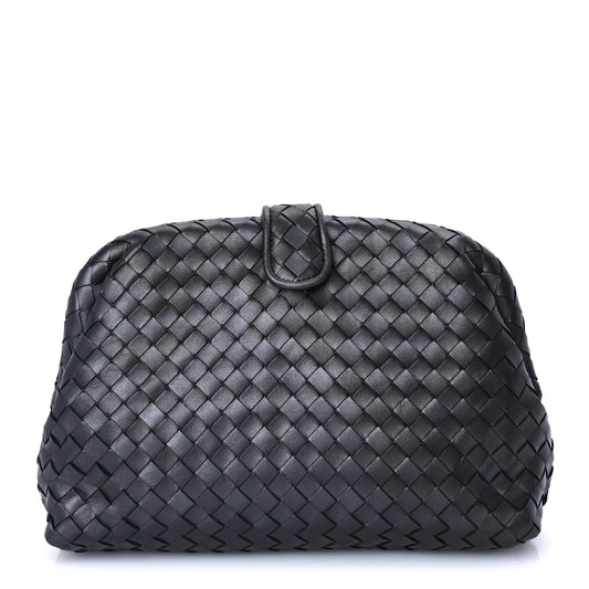 Bottega Veneta Nappa Intrecciato The Lauren 1980 Clutch Argento Ossidato