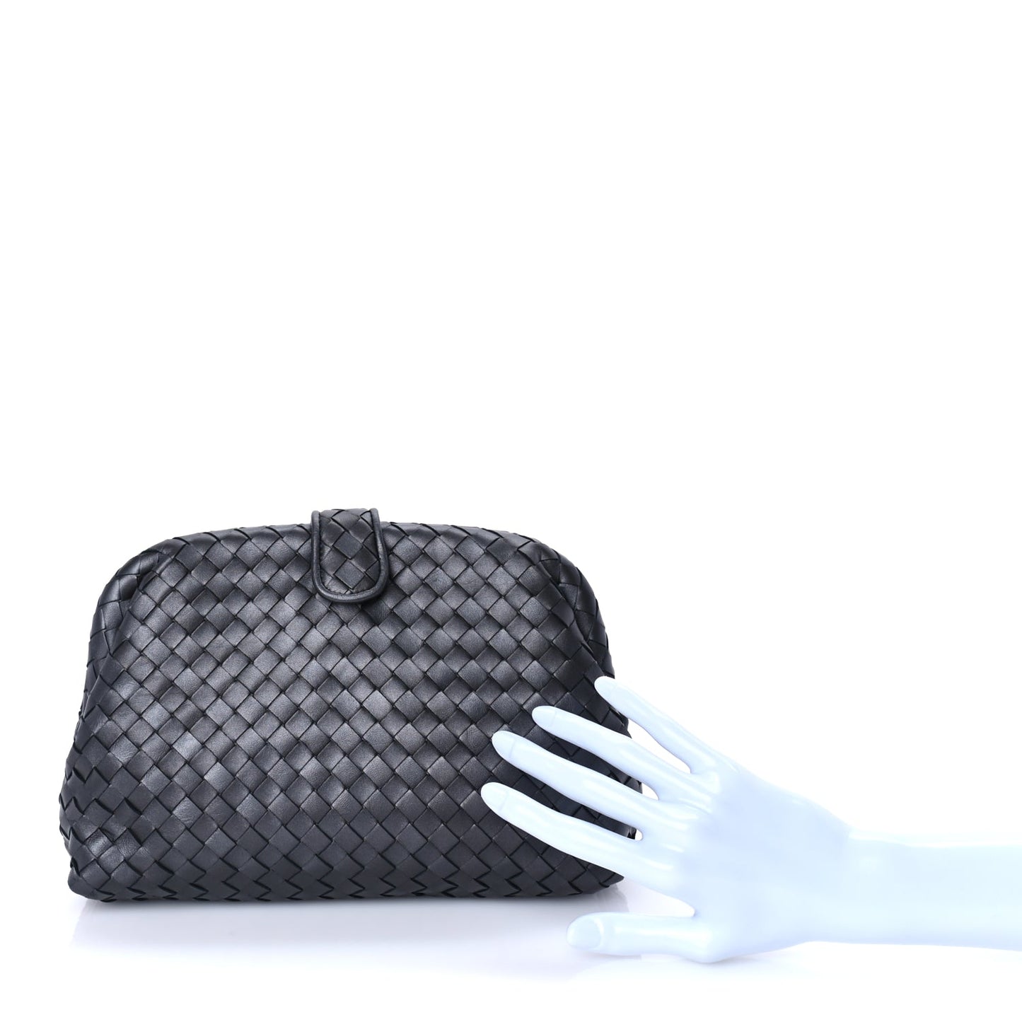 Bottega Veneta Nappa Intrecciato The Lauren 1980 Clutch Argento Ossidato
