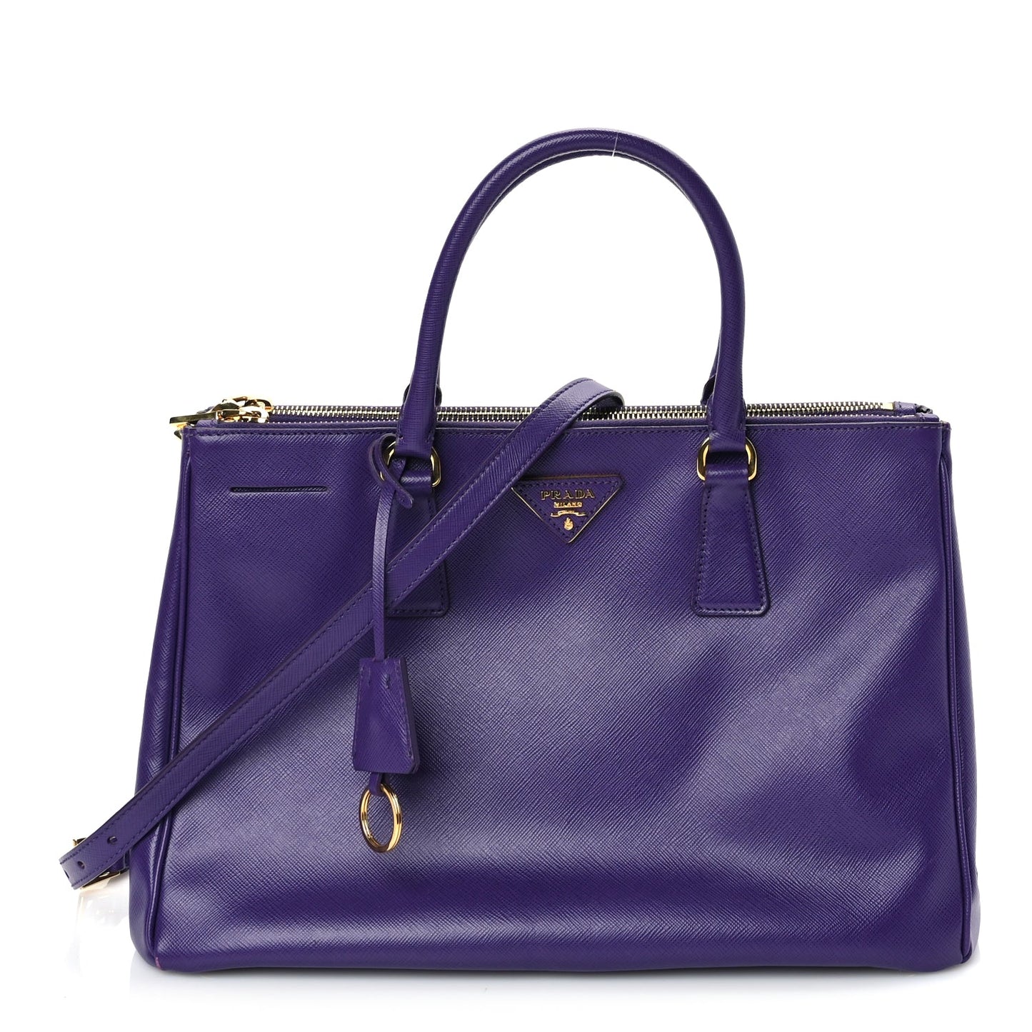 Prada Saffiano Medium Galleria Double Zip Tote Viola