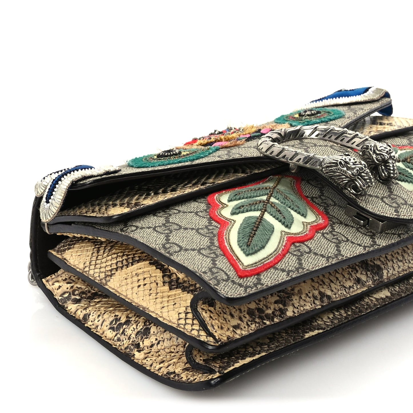 Gucci GG Supreme Monogram Snakeskin Embroidered Small Dionysus Shoulder Bag