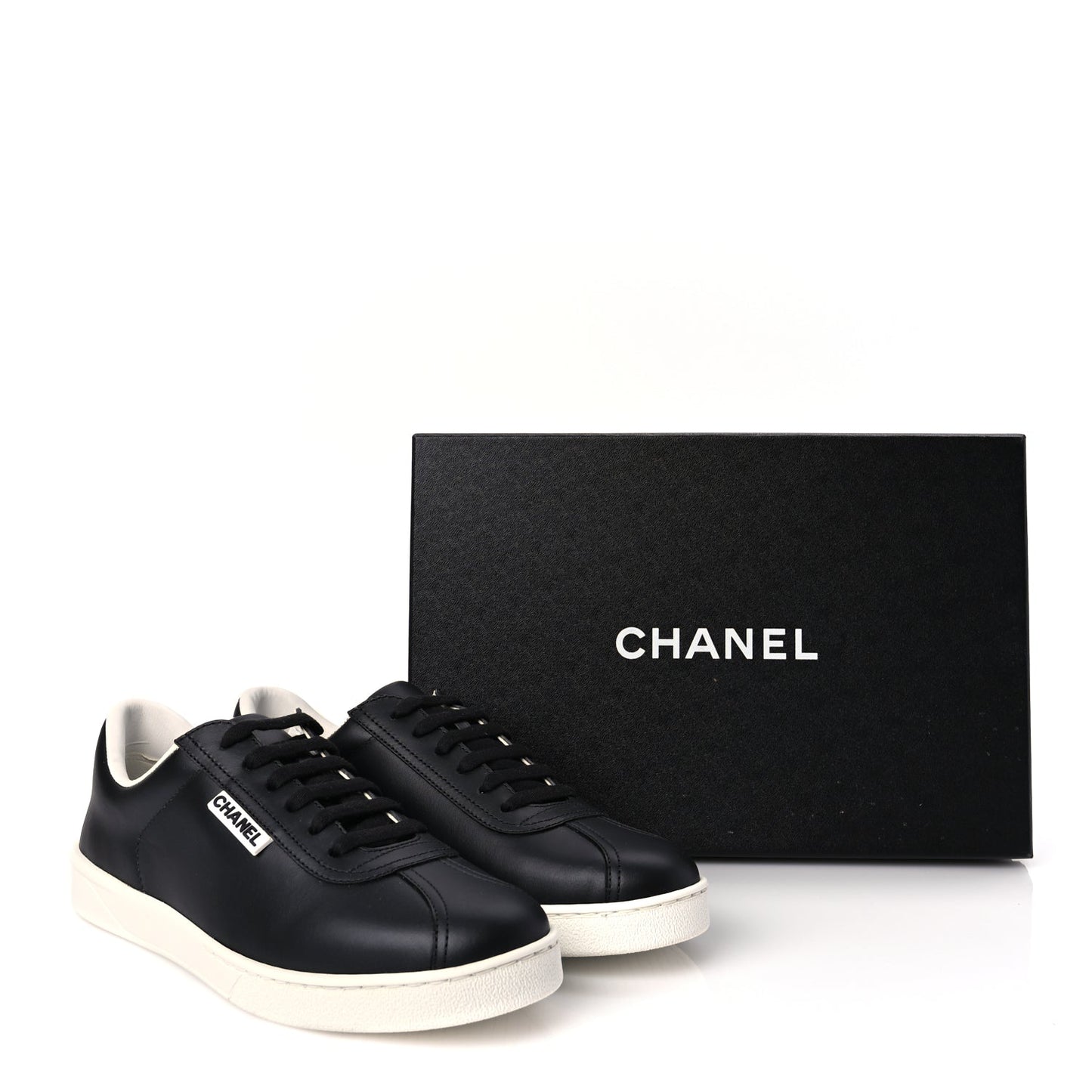 Chanel Calfskin CC Womens Sneakers 39 Black