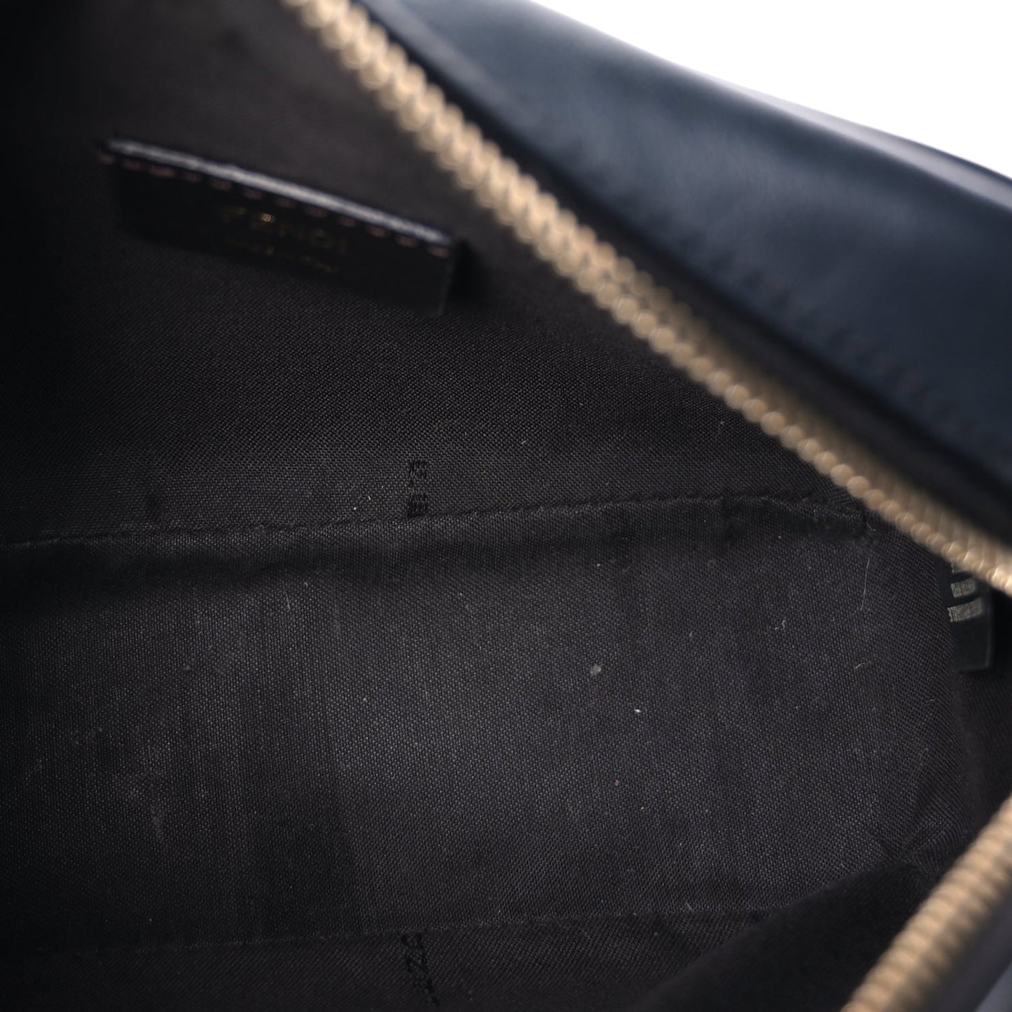 Fendi Glazed Fabric Vitello Century FF 1974 Stamp Patch Mini Camera Case Mogano Panna Black