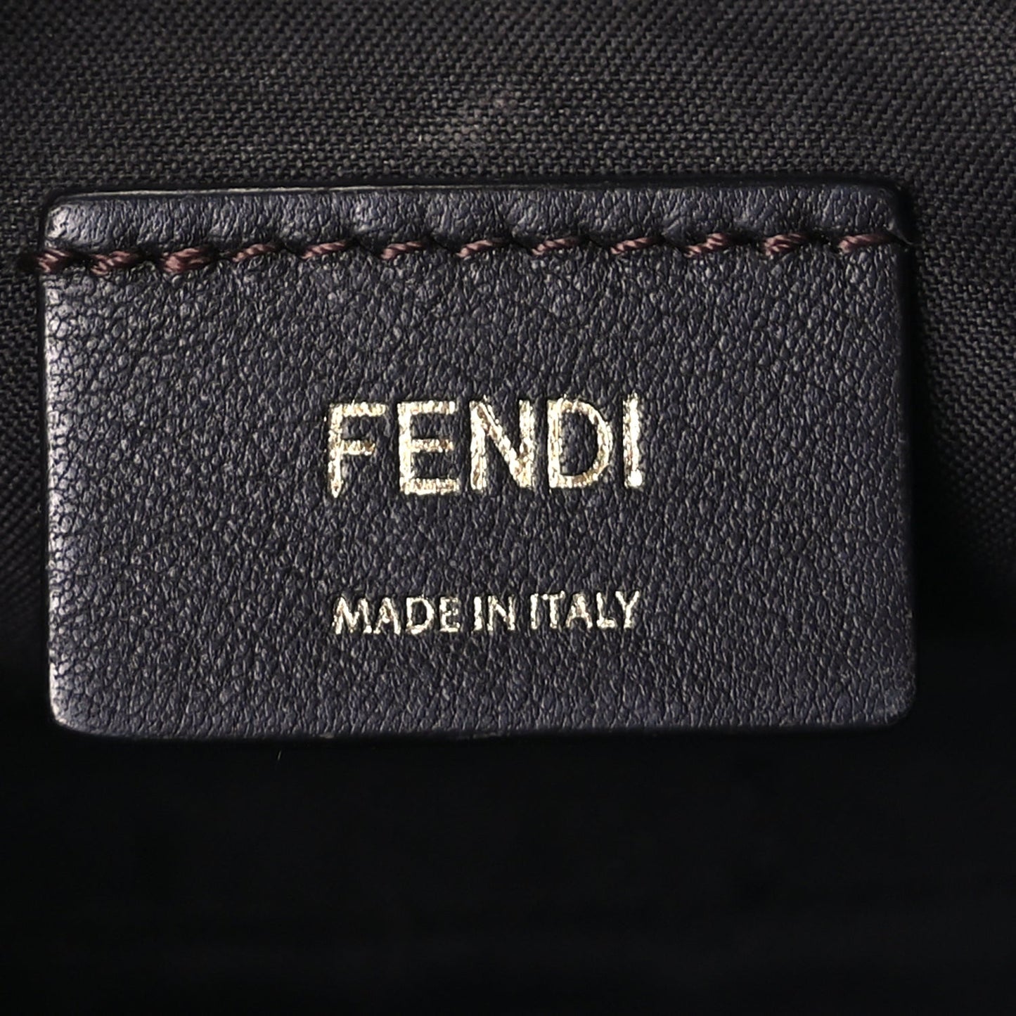 Fendi Glazed Fabric Vitello Century FF 1974 Stamp Patch Mini Camera Case Mogano Panna Black