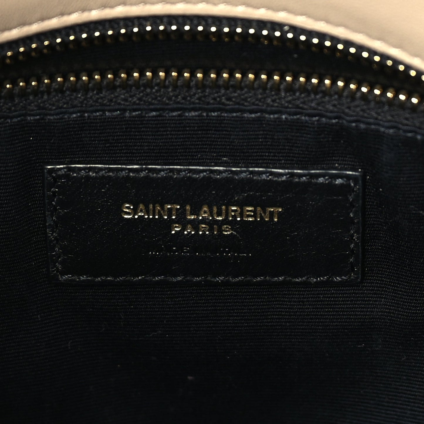 Saint Laurent Lambskin Quilted Small Loulou Puffer Monogram Chain Satchel Dark Beige Dark Beige