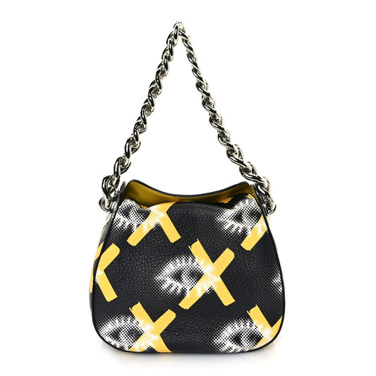 Prada Vitello Daino Eye Inside Hobo Black