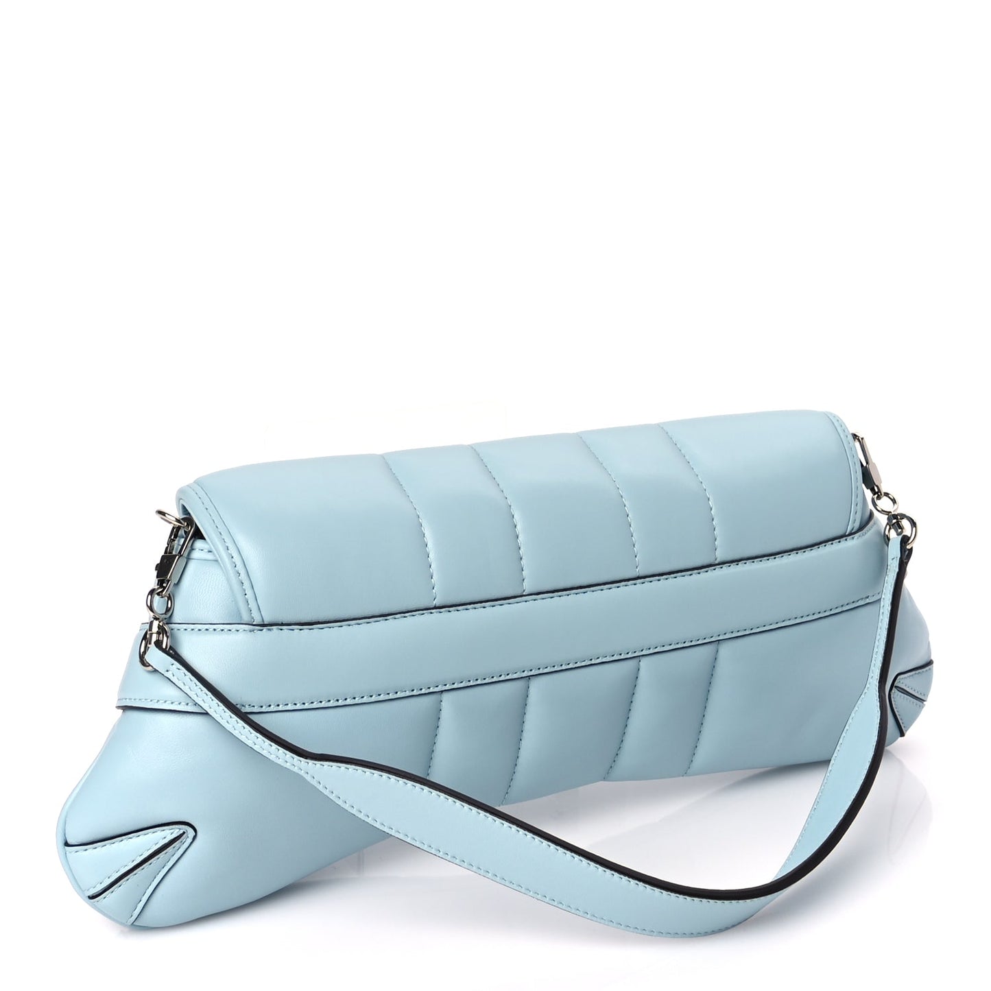 Gucci Nappa Vertical Matelasse Medium Maxi Horsebit Chain Shoulder Bag Crystal Snow